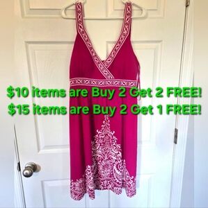 APT. 9 PINK AND WHITE DRESS WITH SILVER EMBELLISHMENTS